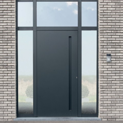 Strak aluminium voordeur inkomgeheel