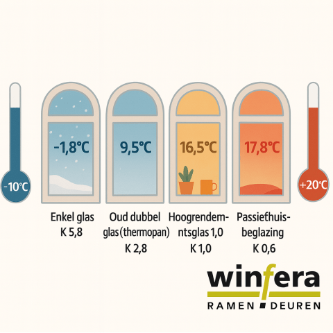 K-waarde glas in temperatuur